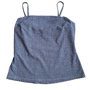 J. McLaughlin Printed Tank Top Cami Adjustable Spaghetti Straps Size Medium Blue